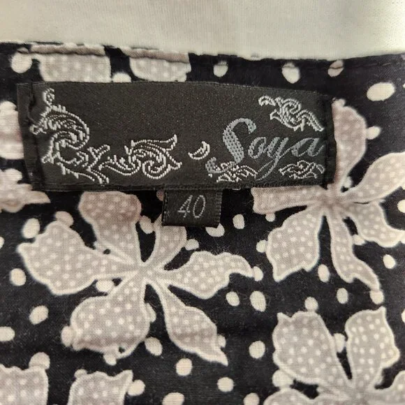 Vintage SOYA Cottagecore Flounce Black/Gray 2-Printed Skirt Size 40/8 Exc. Cond. - Picture 8 of 16